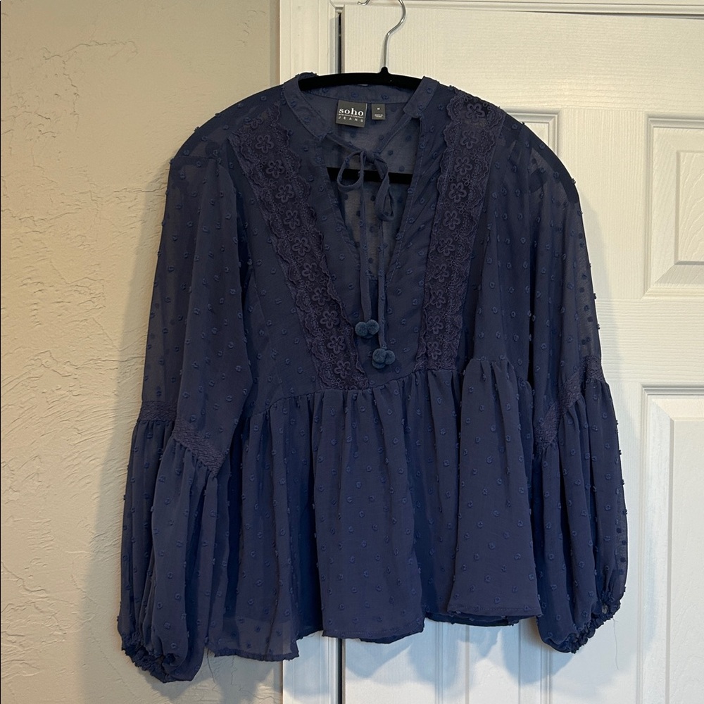 Soho Purple Blouse with Lace Accents